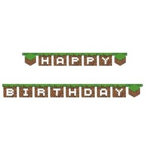 Minecraft Happy Birthday Banner – 7.82ft Jointed Gamer Party Décor by Mojang